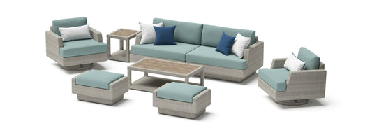 RST Brands - Portofino® Comfort 17 Piece Sunbrella® Outdoor Motion Wood Estate Set|  OP-PSEST17M-PORIII
