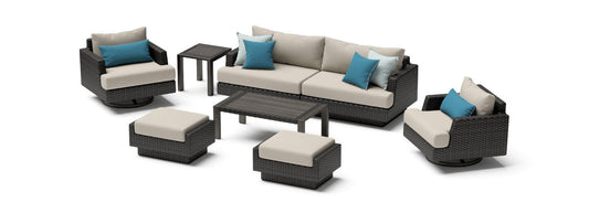 RST Brand - Portofino® Repose 18 Piece Sunbrella® Outdoor Motion Wood Estate Set