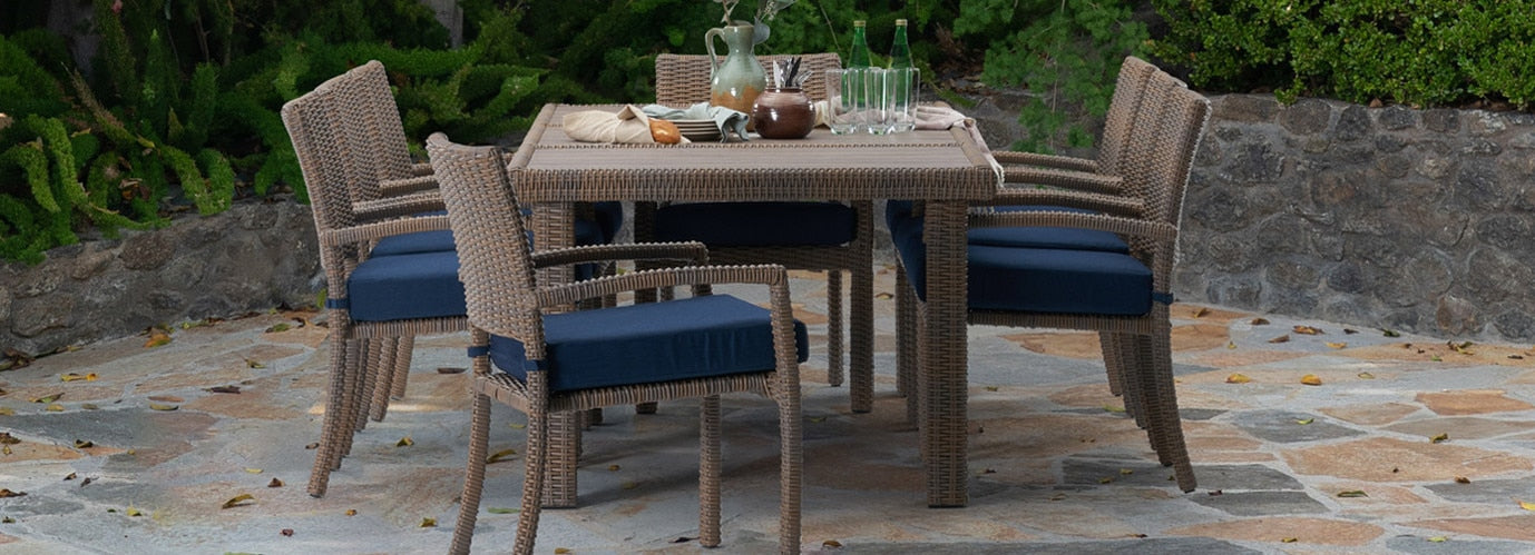 RST Brands - Portofino® Repose 9 Piece Sunbrella® Outdoor Dining Set - OP-PSTS9-PORVII