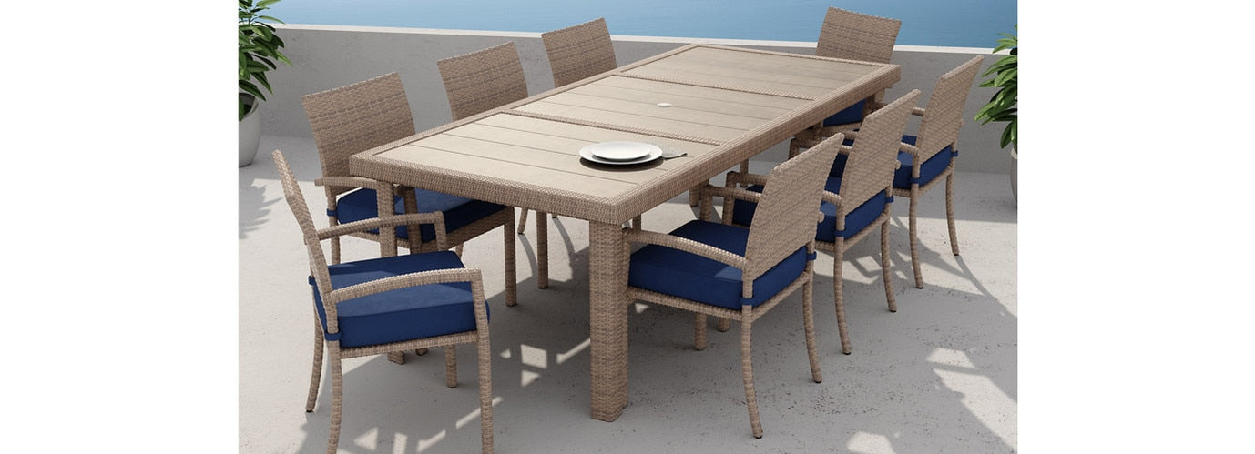 RST Brands - Portofino® Repose 9 Piece Sunbrella® Outdoor Dining Set - OP-PSTS9-PORVII