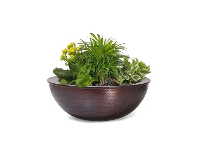 The Outdoor Plus - 27" Sedona Hammered Copper Planter & Water Bowl - OPT-27RCPRPW