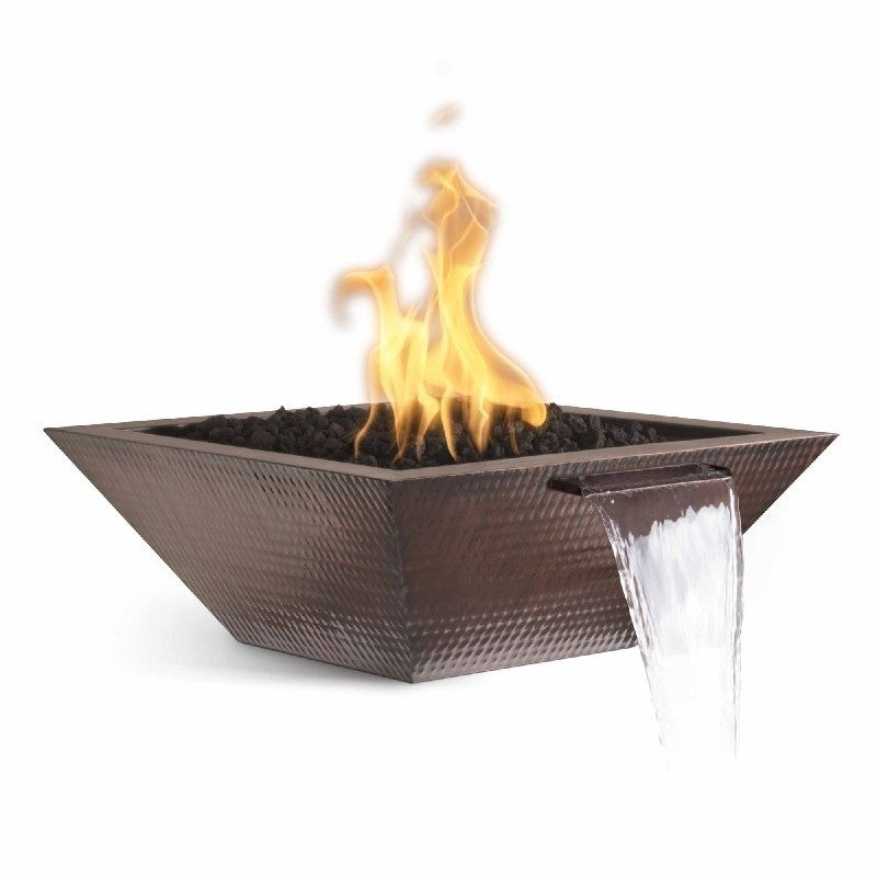 The Outdoor Plus - 30" Square Maya Fire & Water Bowl - Copper - NG, LP - OPT-30SCFW