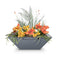 The Outdoor Plus - 30" Square Maya Planter & Water Bowl - Powder Coated Metal - OPT-30SQPCPW