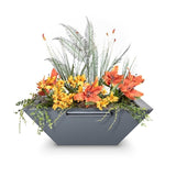 The Outdoor Plus - 30" Square Maya Planter & Water Bowl - Powder Coated Metal - OPT-30SQPCPW