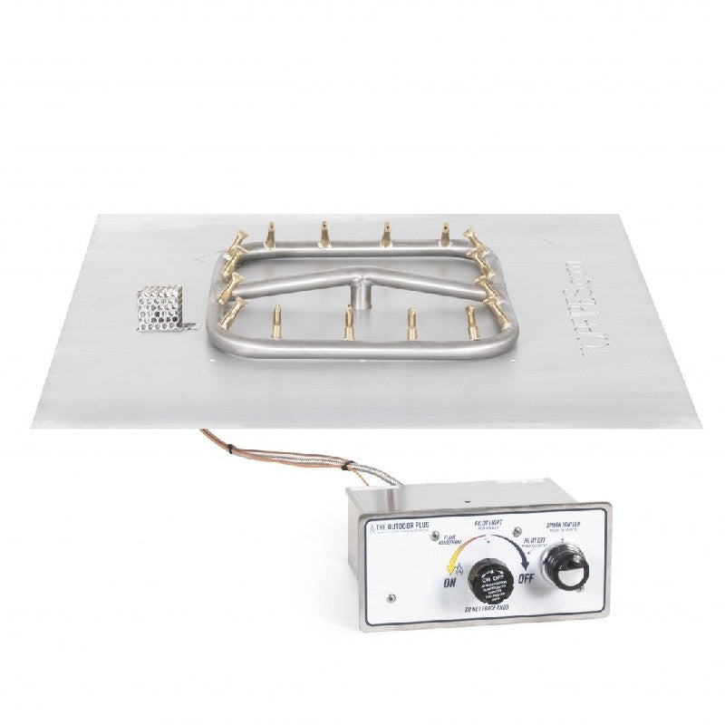The Outdoor Plus - 18"x18" Square Flat Pan and 8" SS Square Bullet Burner - NG, LP - OPT-BFP18SQSS