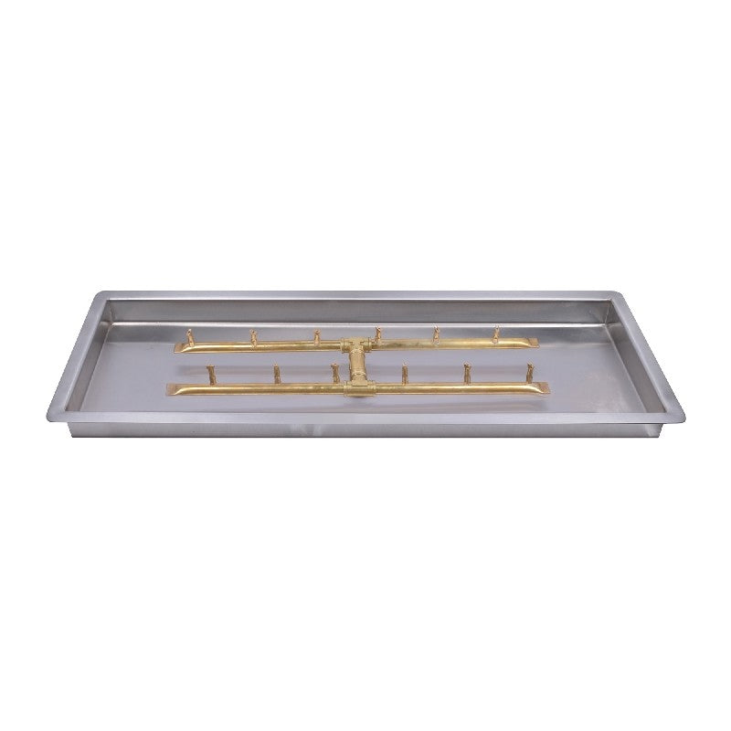 The Outdoor Plus - 36 Inch Rectangular Drop-In Pan and 24 Inch Brass Bullet H-Burner Kit - Match Lit Ignition  - OPT-BP1236RD