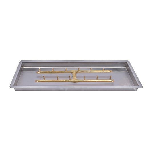The Outdoor Plus - 48 Inch Rectangular Drop-In Pan and 36 Inch Brass Bullet H-Burner Kit - Match Lit Ignition - OPT-BP1248RD