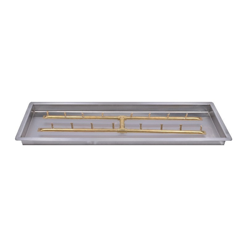 The Outdoor Plus - 84 Inch Rectangular Drop-In Pan and 72 Inch Brass Bullet H-Burner - Match Lit Ignition - OPT-BP1284RD