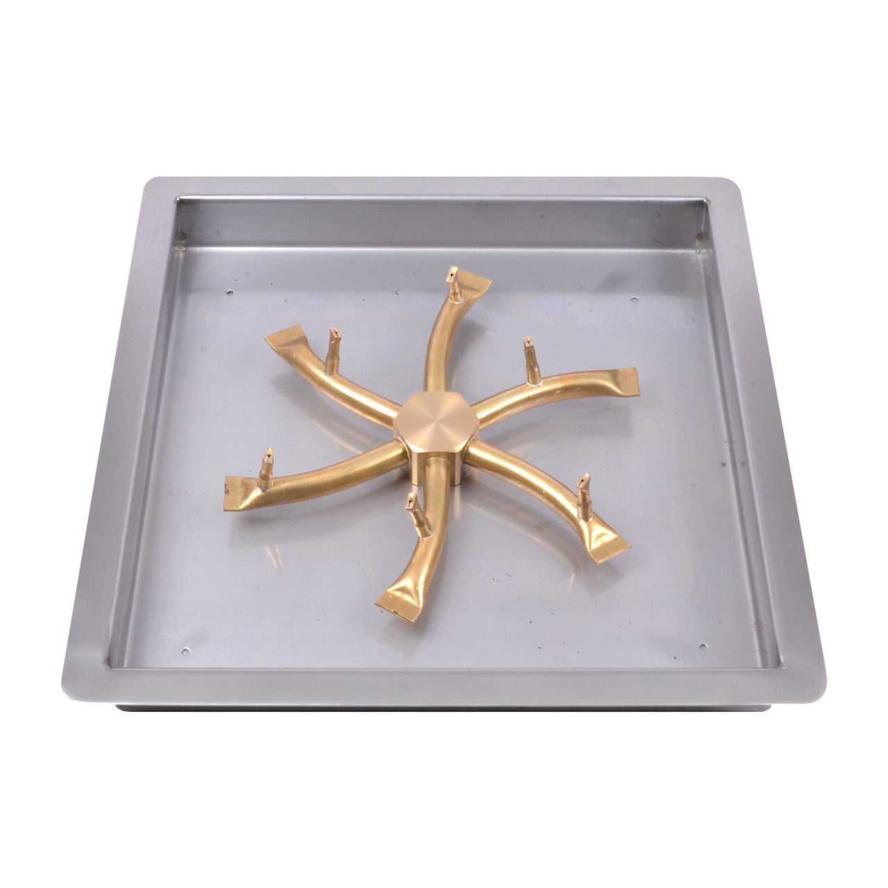 The Outdoor Plus - 18"x18" Square Drop-in Pan and 12" Brass Triple 'S' Bullet Burner - NG, LP - OPT-BP18SDE110