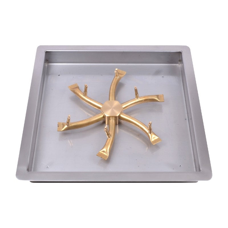 The Outdoor Plus - 18"x18" Square Drop-in Pan and 12" Brass Triple 'S' Bullet Burner - NG, LP - OPT-BP18SD
