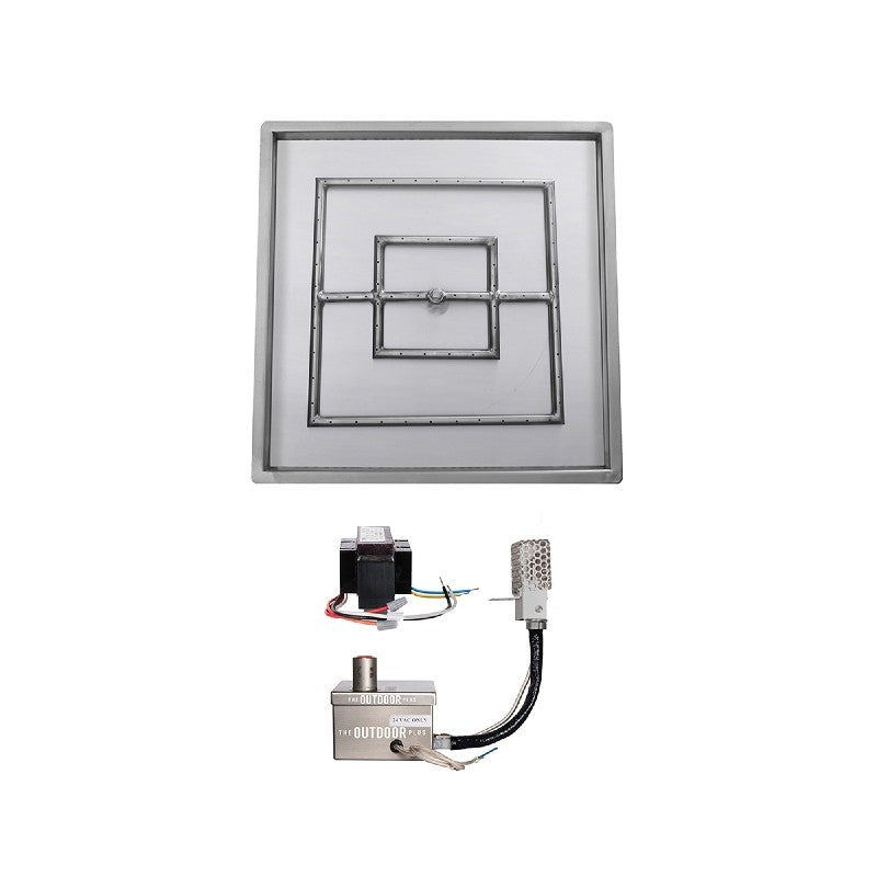 The Outdoor Plus - 18" x 18" Square Drop-in Pan & 12" Square Stainless Steel Burner - NG, LP - OPT-PBS18E110