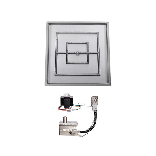 The Outdoor Plus - 30" x 30" Square Drop-in Pan & 24" Square Stainless Steel Burner - NG, LP - OPT-PBS30E110