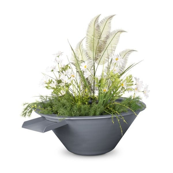 The Outdoor Plus - 24" Round Cazo Planter & Water Bowl - Powder Coated Metal - OPT-R24PCPW