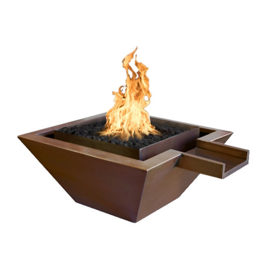 The Outdoor Plus - 24" Square Maya Fire & Water Bowl - Copper - NG, LP - OPT-SQ24FANDW
