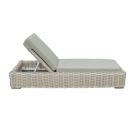 OUTSY - Anna 79 X 31.5 Inch Outdoor Wicker Aluminum Frame Sun Lounger in White and Grey - 0AAN-SL-WH