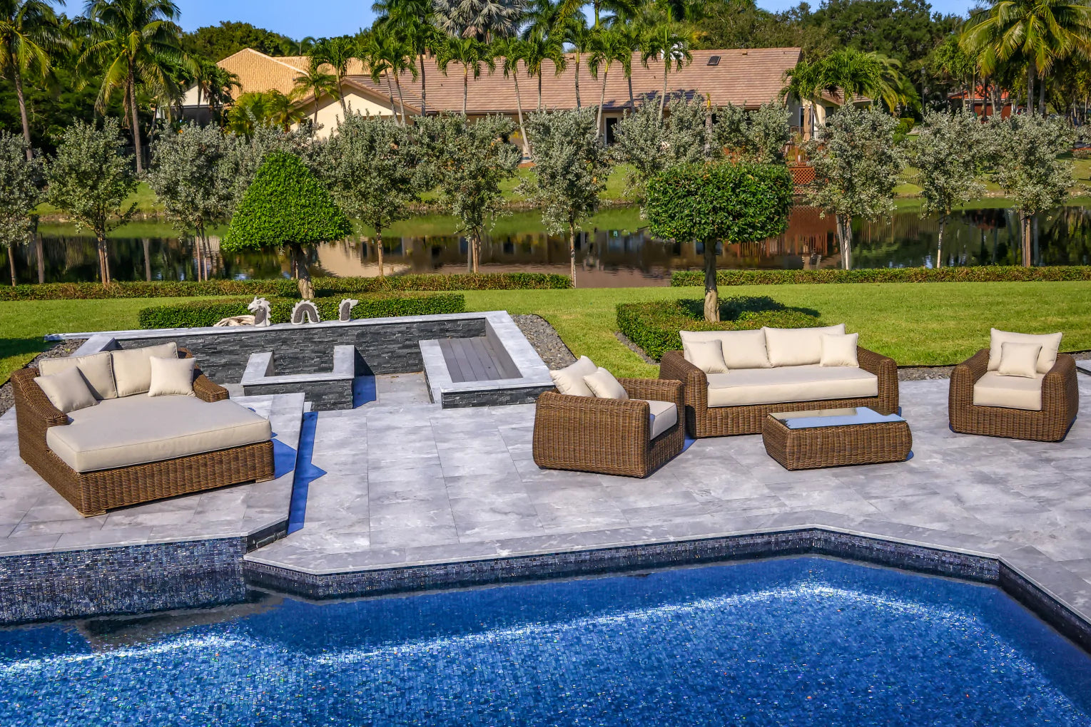 OUTSY Milo 79 X 59 Inch Outdoor Wicker Aluminum Frame Extra