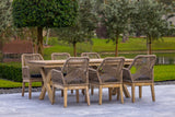 OUTSY - Santino 7-Piece Outdoor Dining Set - Wood Table with 6 Wood, Aluminum, and Rope Chairs - 0ASAN-W12-GR-R