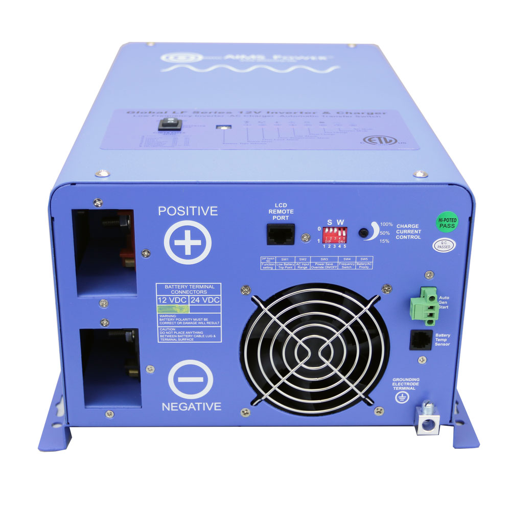 Aims Power - 3000 Watt Pure Sine Inverter Charger - ETL Listed to UL 458 - 12 VDC 120 VAC 50/60Hz - PICOGLF30W12V120V