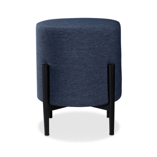 CO9 Design - 17'' Upholstered Round End Table/Pouf w/ Legs-Indigo - PU17INDIGO