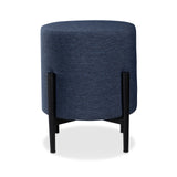 CO9 Design - 17'' Upholstered Round End Table/Pouf w/ Legs-Indigo - PU17INDIGO