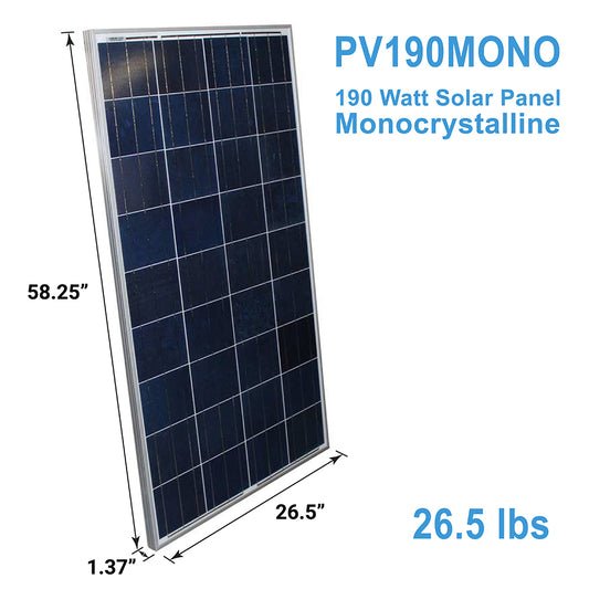 Aims Power - 190 Watt Solar Panel Monocrystalline  - PV190MONO