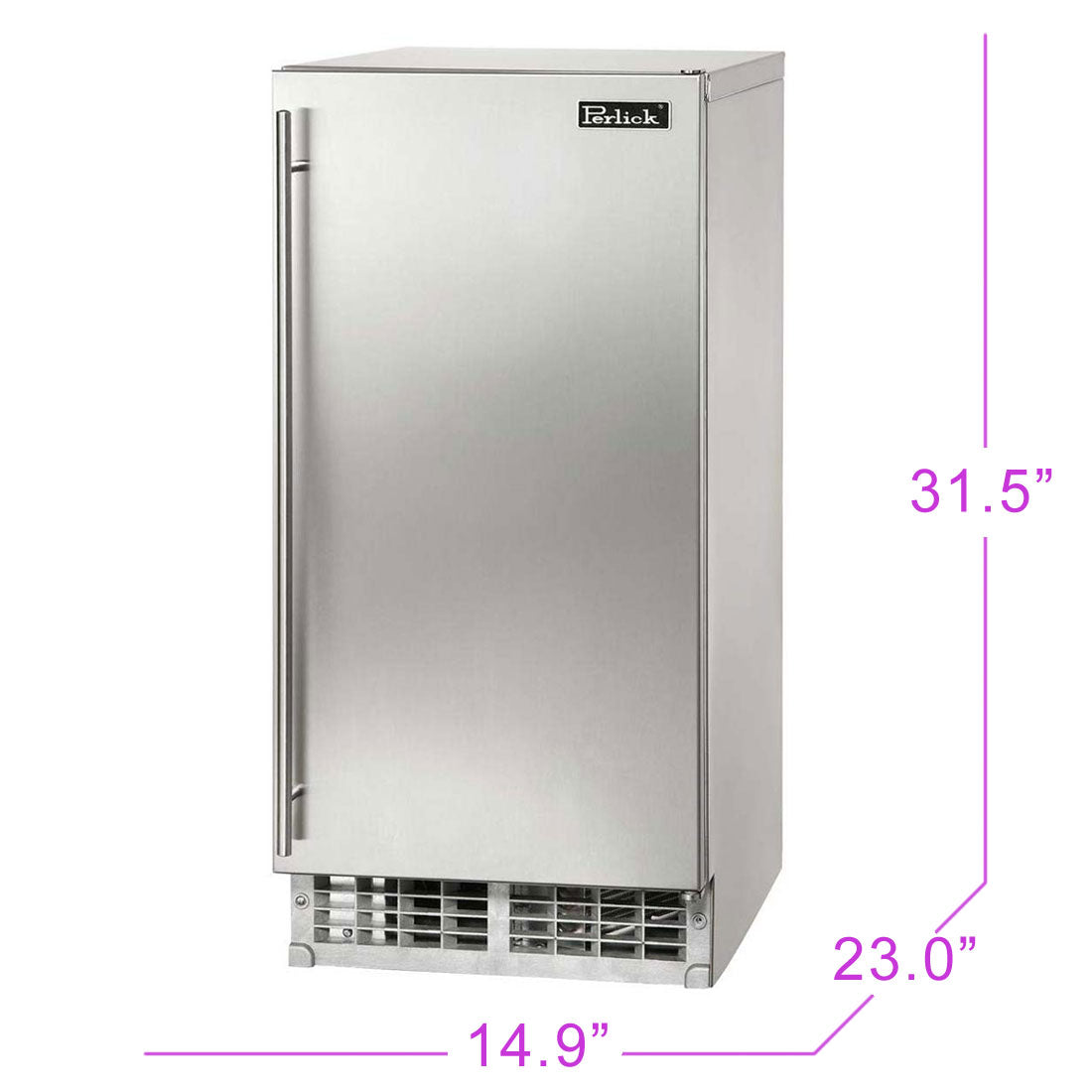 Perlick - 15" ADA height compliant Cubelet Ice Maker with stainless steel solid door- H80CIMS-ADL