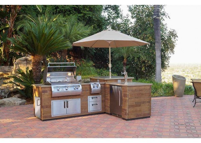 Fire Magic - Grills 116 Inch L-Shape Reclaimed Wood Island System, Silver Pine, Medium Pantry - IL660-SPD-116BA