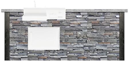 RTA Outdoor Living - 8 ft. Refreshment Bar Island (Appliance Sold Separately) in Stacked Stone Finish and Stone Gray Color Palette - RTAC-B8-RL-SG