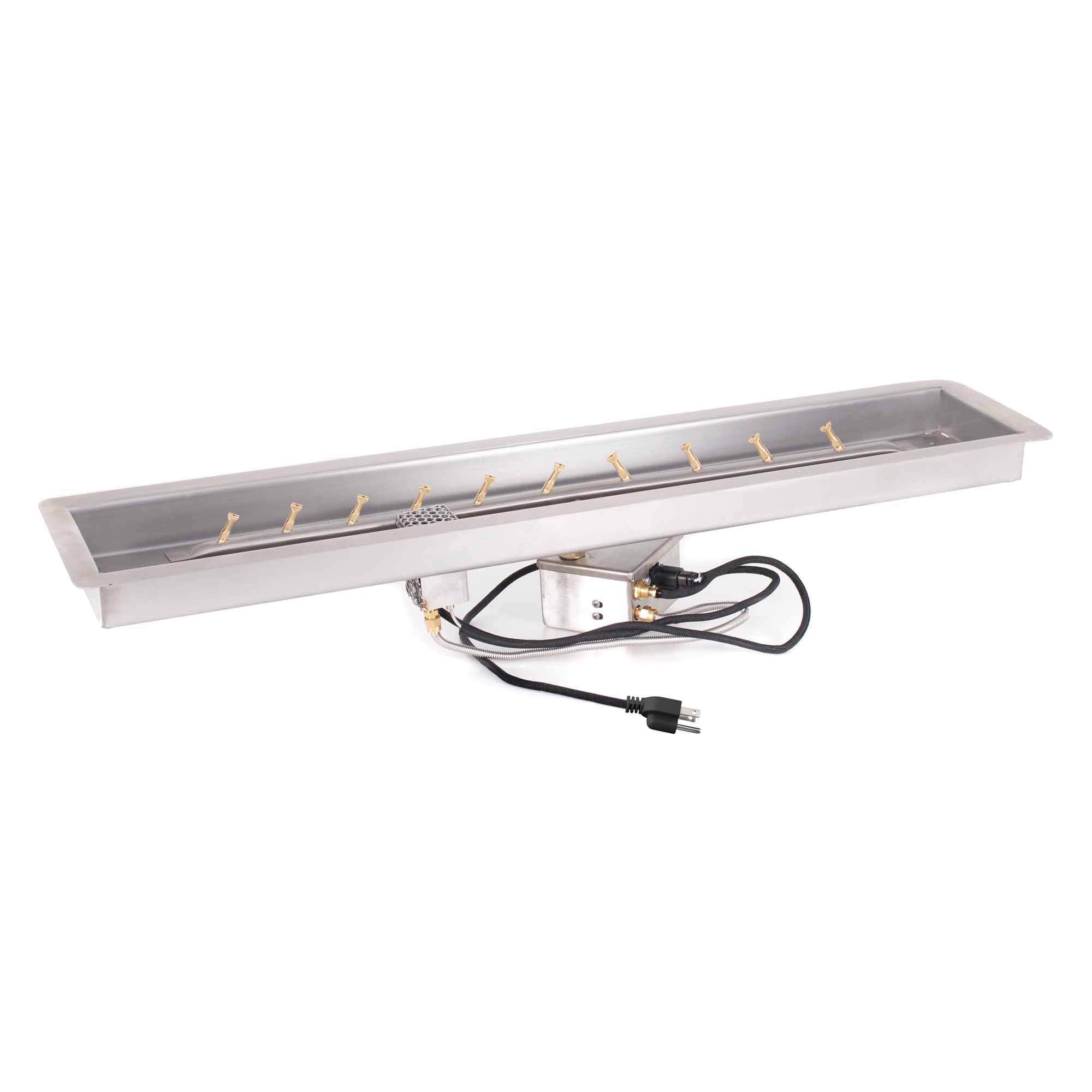 The Outdoor Plus - 24 Inch Rectangular Drop-In Pan and 18 Inch Stainless Steel Linear Bullet Burner - OPT-BP824RDSS