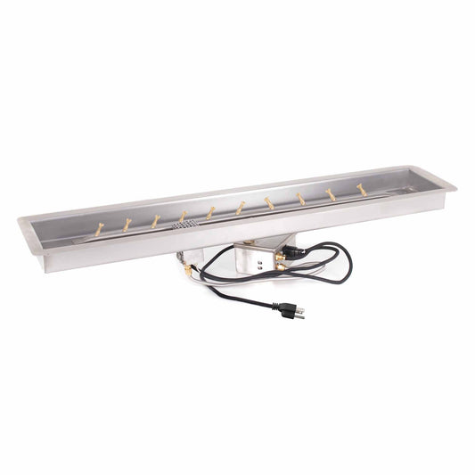 The Outdoor Plus - 72 Inch Rectangular Drop-In Pan and 60 Inch Brass Linear Bullet Burner - OPT-BP872RD