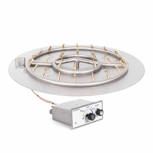 The Outdoor Plus - 30" Round Flat Pan and 24" Brass Triple 'S' Bullet Burner - OPT-BFP30R