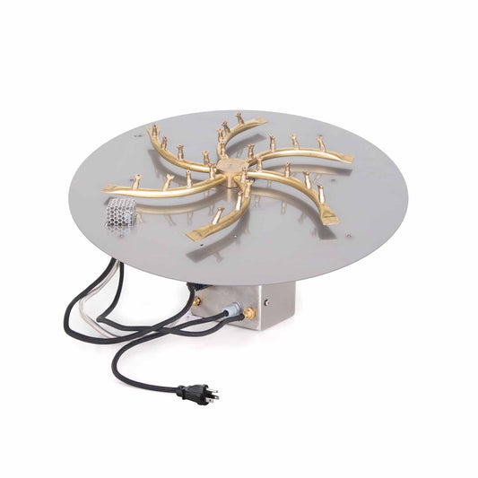 The Outdoor Plus - 18" Round Flat Pan and 8" Brass Triple 'S' Bullet Burner - OPT-BFP18R