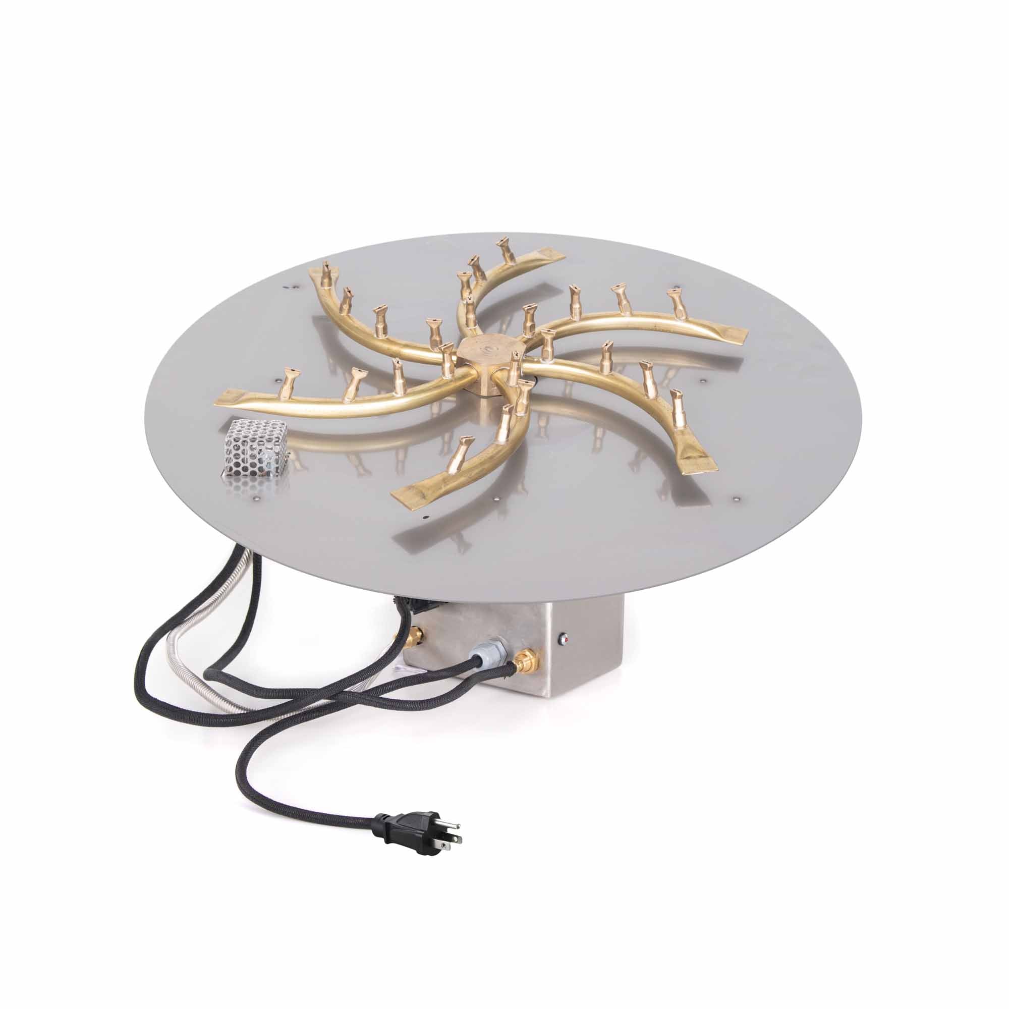 The Outdoor Plus - 18" Round Flat Pan and 12" Brass Triple 'S' Bullet Burner - OPT-BFP182R