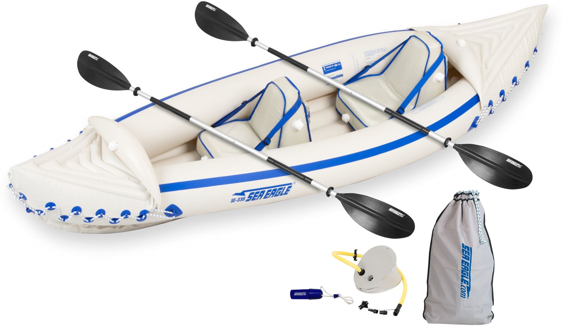 Sea Eagle - SE330  3 Person 11'2" White/Blue Sports Kayak Lightest & Portable Kayak