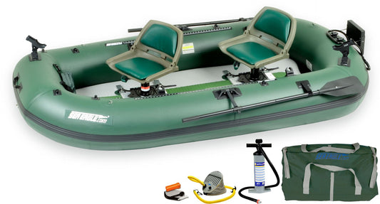 Sea Eagle - 4 Person 10'1" Green Stealth Stalker 10 Inflatable Frameless Fishing Boat Package ( STS10K_P )
