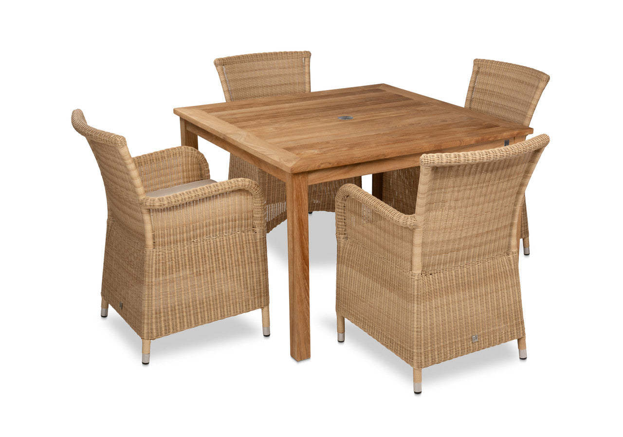 CO2 Design - Savannah Natural Wicker Dining Chair w/ Wheat Cushion - Set of 2