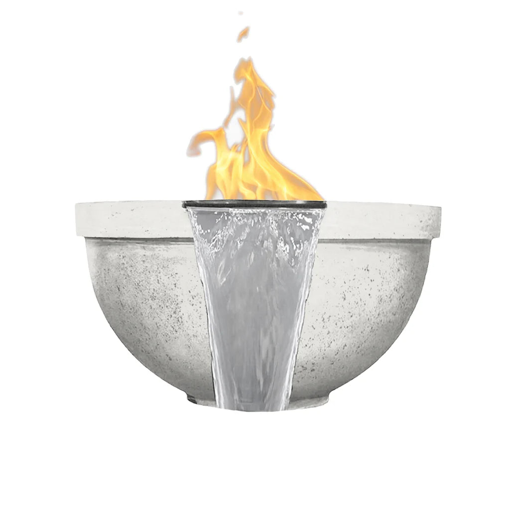Prism Hardscapes - 29" Sorrento Concrete Fire & Water Bowl NG/LP, Match Lit