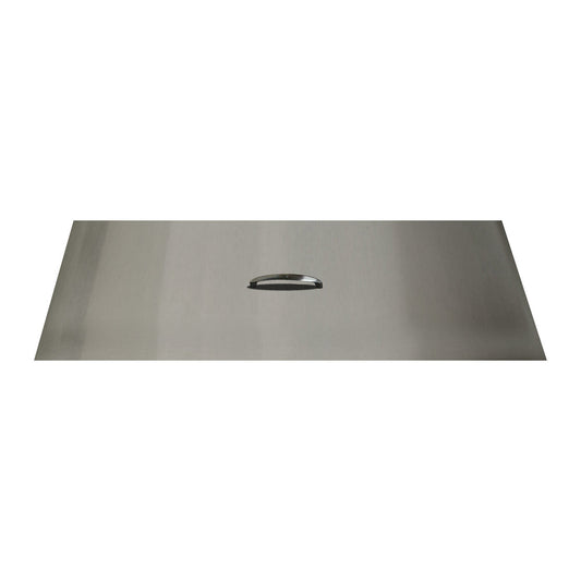 The Outdoor Plus - 10" x 28" Rectangular Stainless Steel Cover - Stainless Steel Handle - OPT-RC1028