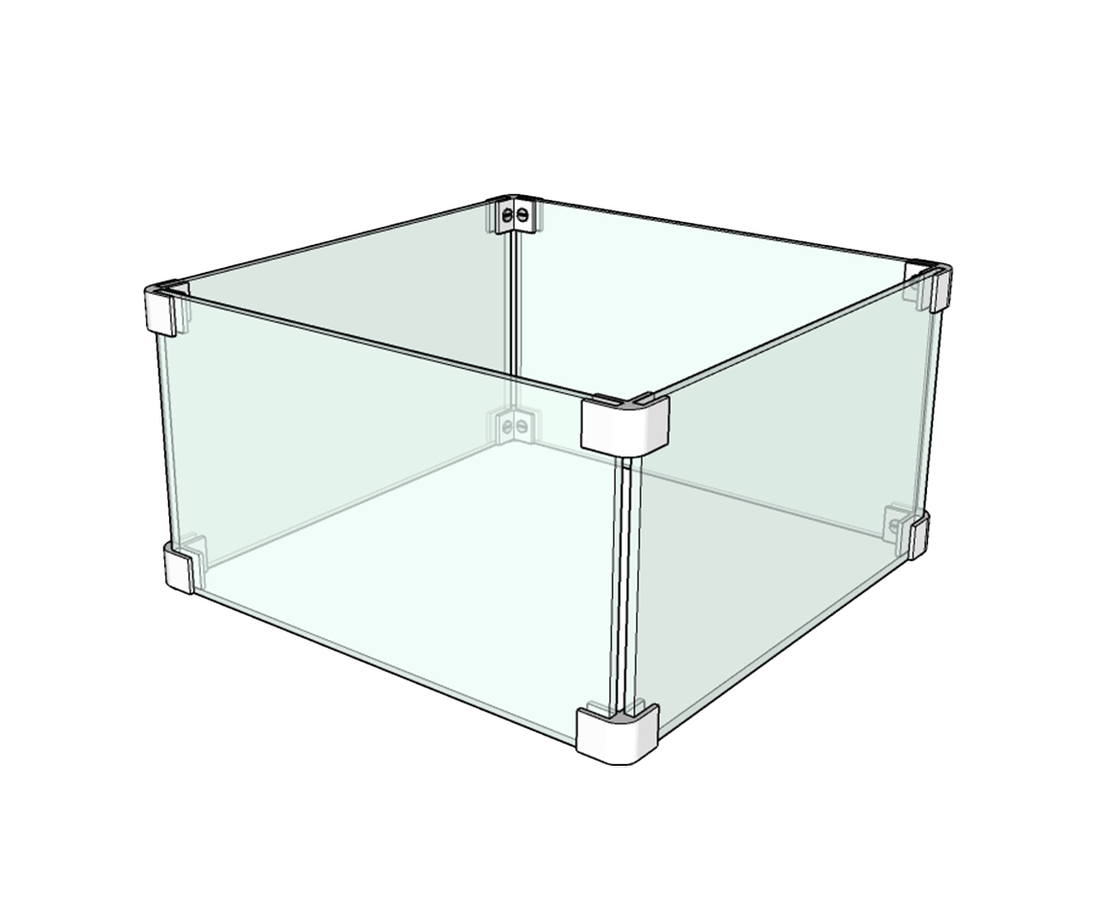 The Outdoor Plus - 13" x 46" X 8" Rectangular Glass Wind Guard ¼" - Tempered Glass with Polished Edges - OPT-WG-4613