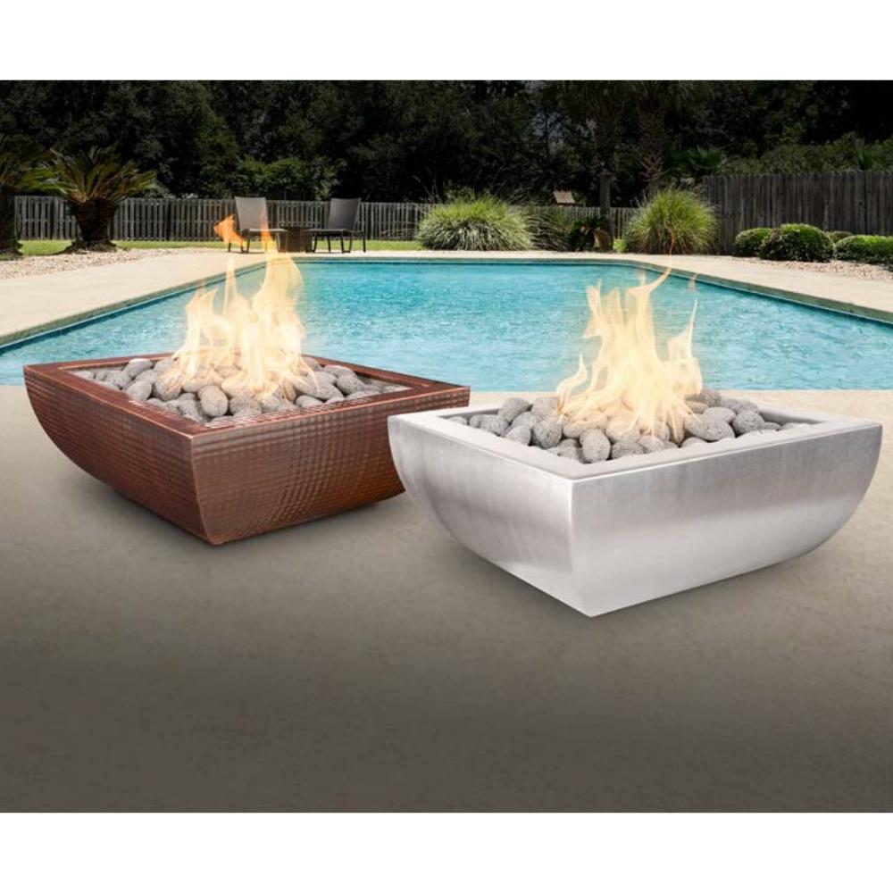 The Outdoor Plus - 24" Avalon Hammered Copper Fire Bowl - NG, LP - OPT-24AVCPF