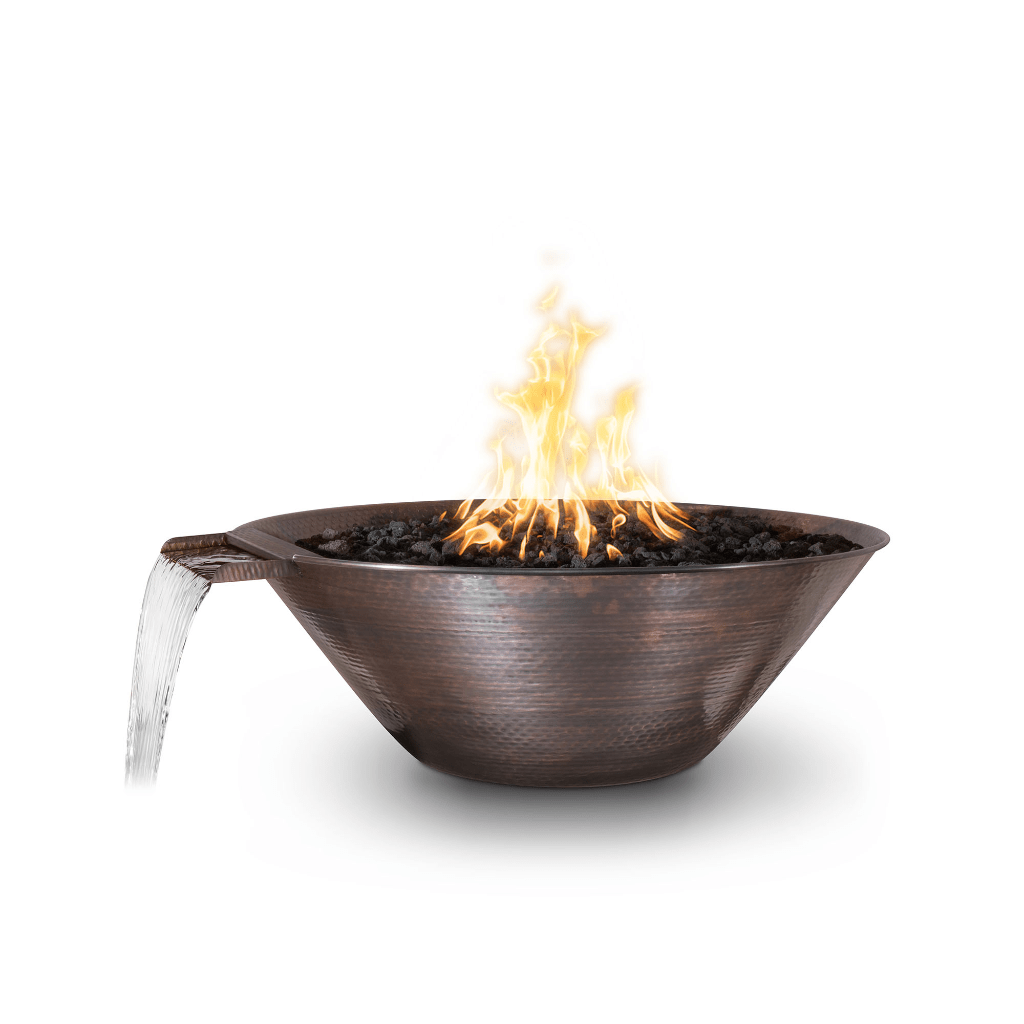 The Outdoor Plus - 31" Remi Hammered Copper Fire & Water Bowl - NG, LP - OPT-31RCFW