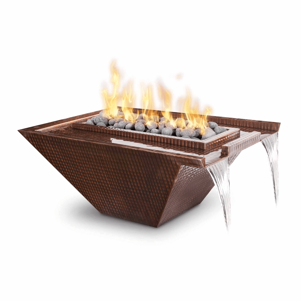 The Outdoor Plus - 36" Nile Hammered Copper Fire & Water Bowl - NG, LP - OPT-36NLCPF