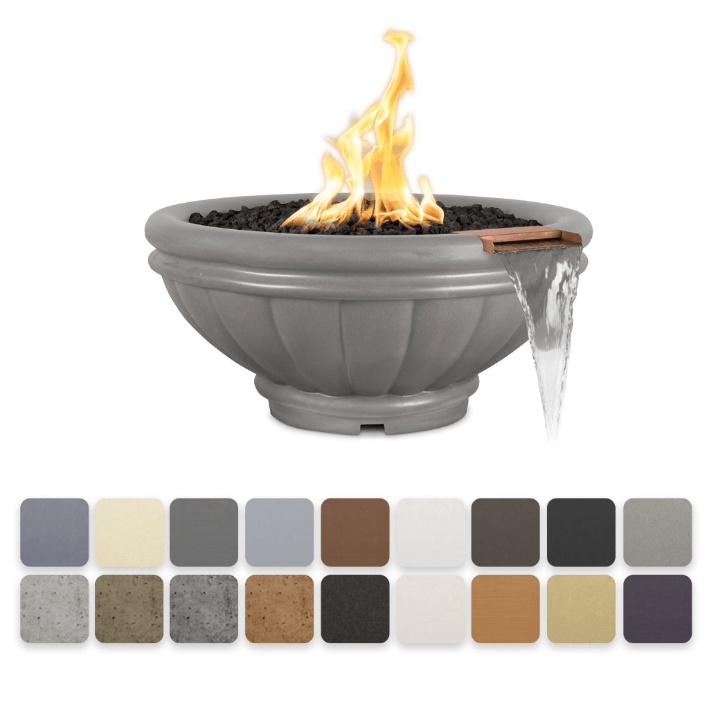 The Outdoor Plus - 36" Roma GFRC Concrete Fire & Water Bowl - NG, LP - OPT-ROMFW36