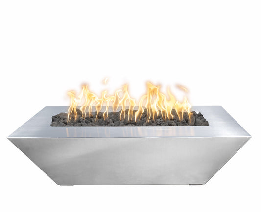 The Outdoor Plus - 48" x 20" Linear Maya Stainless Steel Fire Bowl - NG, LP - OPT-4820MSSFO