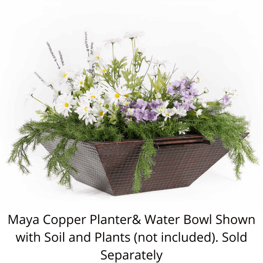 The Outdoor Plus - 30" Maya Hammered Copper Planter & Water Bowl - OPT-30SCPW