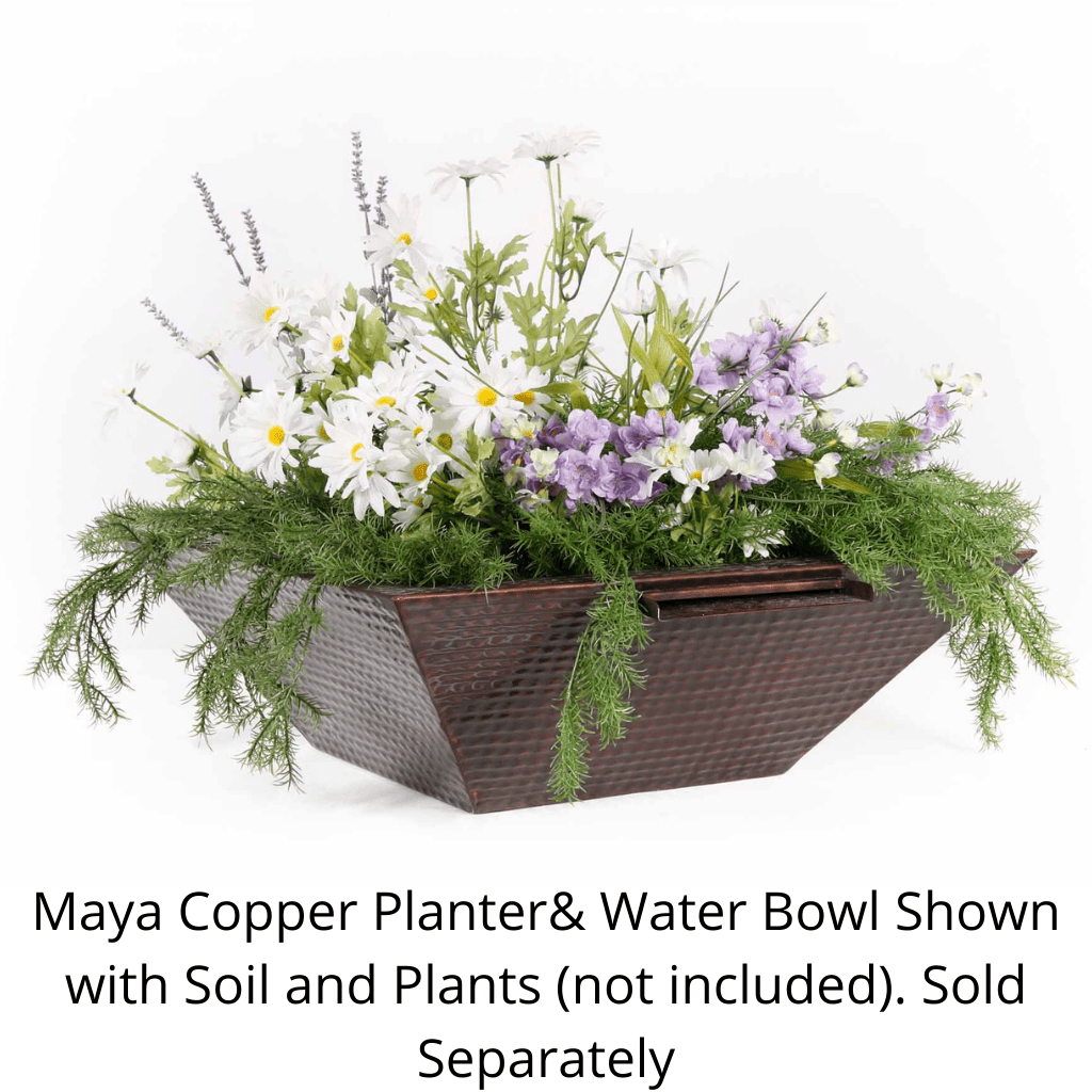 The Outdoor Plus - 36" Maya Hammered Copper Planter & Water Bowl - OPT-36SCPW