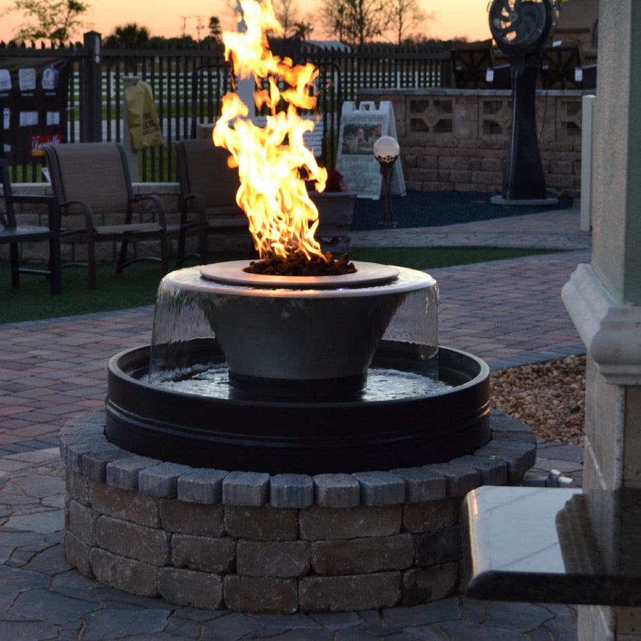 The Outdoor Plus - 60" Round Olympian Fire & Water Fountain - Copper - 360 Spill - OPT-OLY60E12