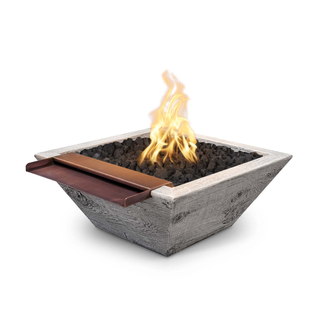 The Outdoor Plus - 24" Square Maya Fire & Water Bowl - Powder Coated Metal - NG, LP - OPT-SQPC24FANDW