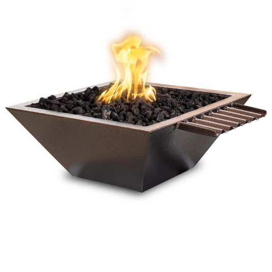 The Outdoor Plus - 24" Square Maya Fire & Water Bowl - Powder Coated Metal - NG, LP - OPT-24SQPCFWWV