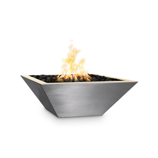 The Outdoor Plus - 24" Square Maya Fire Bowl - Stainless Steel - NG, LP - OPT-24SQSSFO